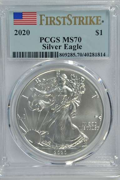 Perfect PCGS MS70 graded 2020 $1 American Silver Eagle