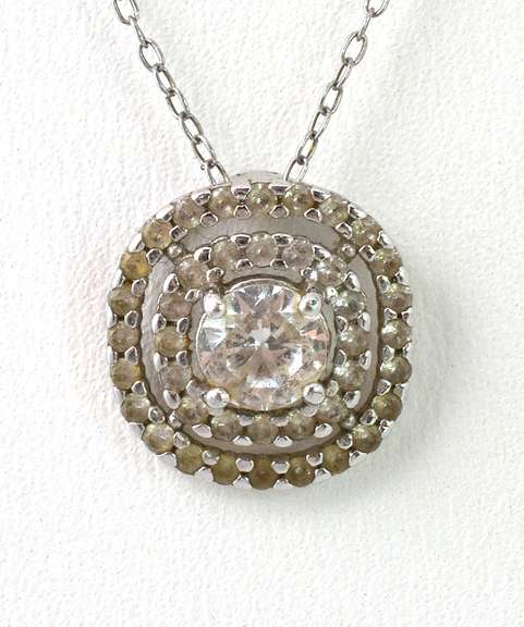 Sparkly Topaz Halo Necklace in Sterling Silver
