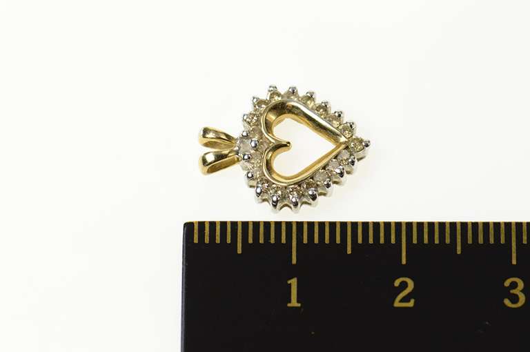 10K Yellow Gold Diamond Classic Heart Love Symbol Pendant
