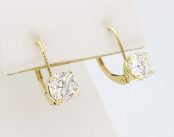 Diamond Solitaire Lever Back Earrings