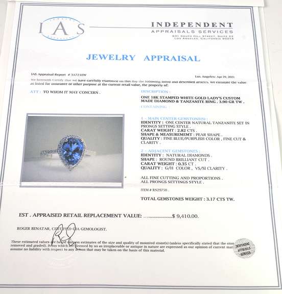 Graceful Blue Tanzanite & Diamond Ring