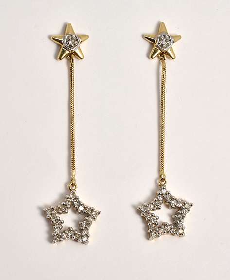 Heavenly Diamond Star Dangle Earrings