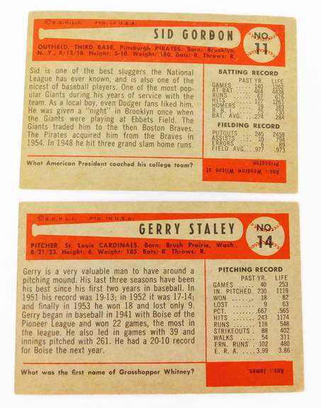 2 Bowman 1955 Baseball Cards