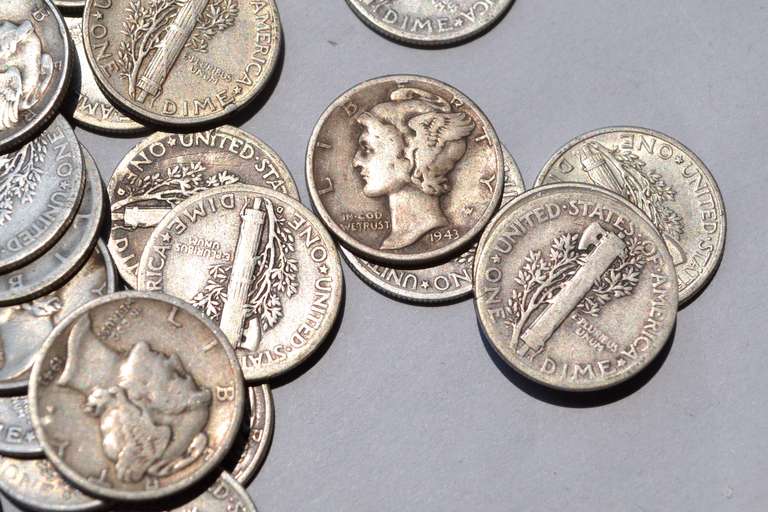 44 Various Date  Mercury Dimes