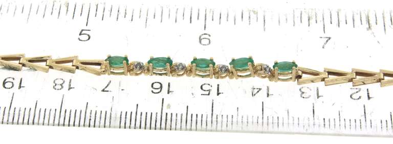 Handsome Emerald and Diamond Yellow Gold Bracelet