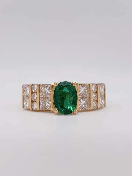 14kt Solid Yellow Gold Emerald & 2.0 CT Diamond Ring