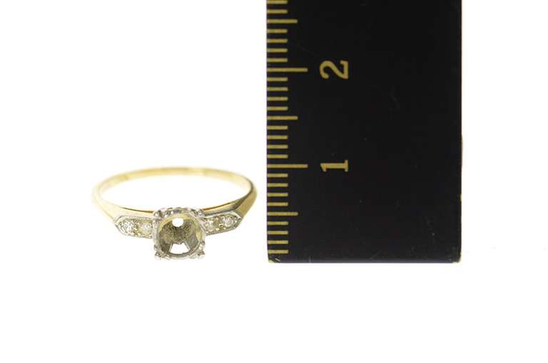 14K Yellow Gold Classic 1940's Diamond Engagement Setting Ring