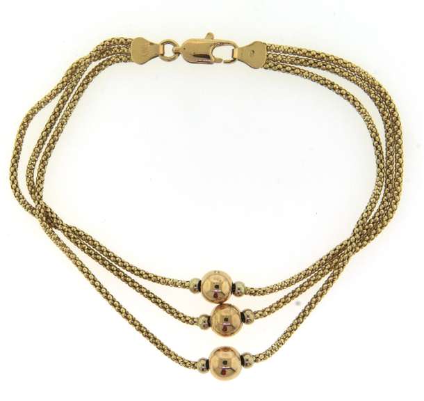 Beautiful Yellow Gold 3 Row Gold Bead Bracelet