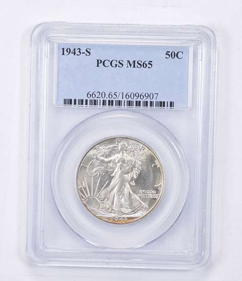 MS65 1943-S Walking Liberty Half Dollar - Graded PCGS