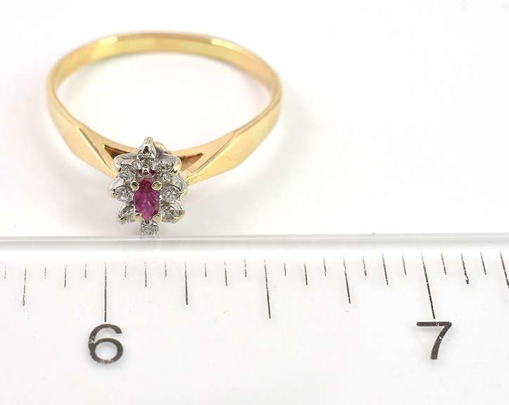 Dainty Ruby & Diamond Ring in 14KT Yellow Gold