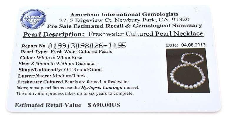 Lovely Strand of Cultured Fresh Water Pearls