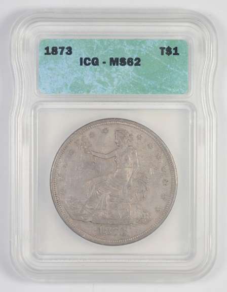 MS62 1873 Seated Liberty Silver Trade Dollar - Graded ICG