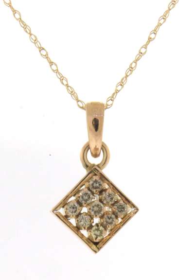 Charming Diamond Square Yellow Gold Necklace