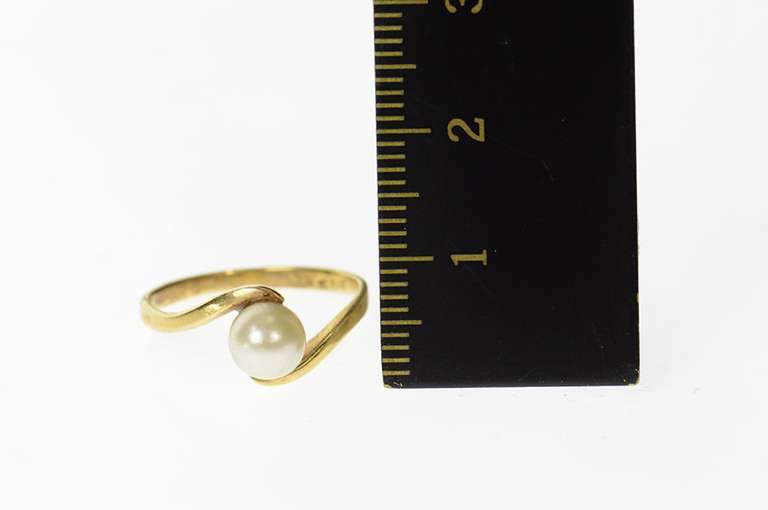 14K Yellow Gold Pearl Classic Simple Bypass Statement Ring