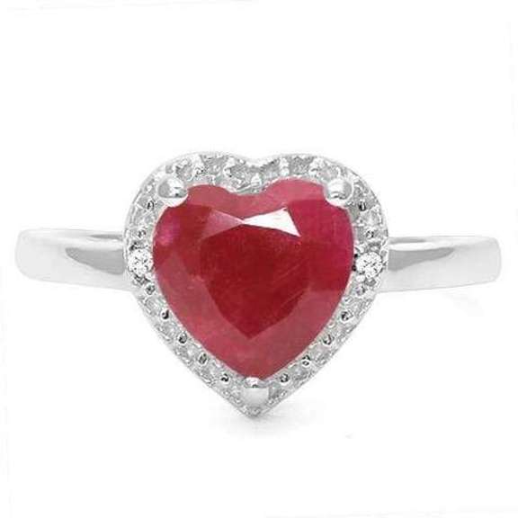 STERLING SILVER 1.60CT ENHANCED RUBY & DIAMOND RING