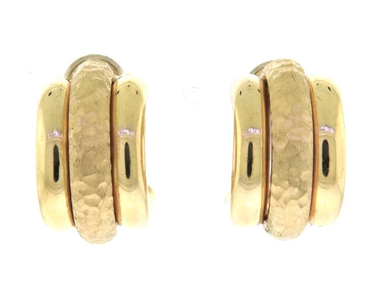 Fantastic 14kt YG Textured Hoop Earrings