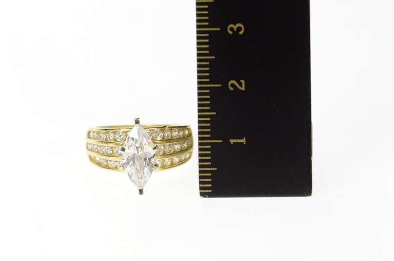 14K Yellow Gold Marquise Channel Accent Travel Engagement Ring