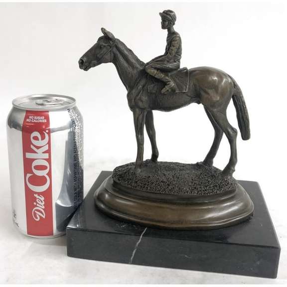 Horse Jockey Racing Equine Art Tribute Thoroughbred Bronze Marble Statue Gift