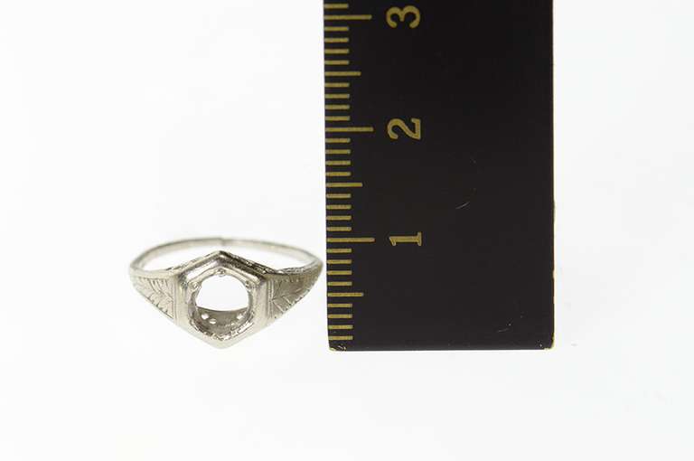 Platinum Art Deco 5.3mm Filigree Engagement Setting Ring