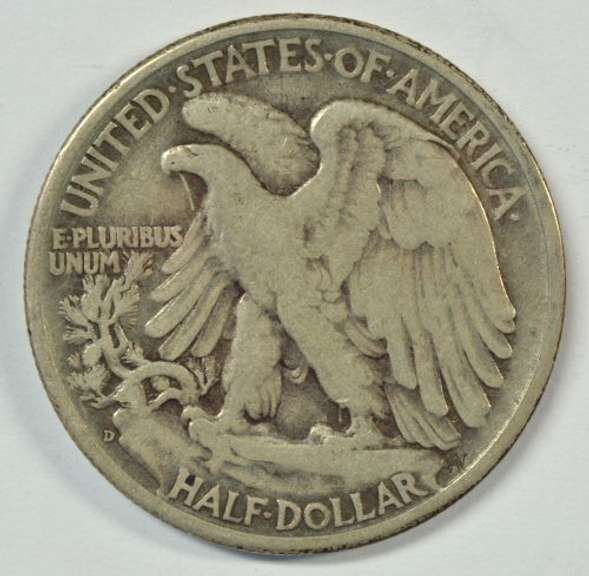 Nice VF/XF 1938-D Walking Liberty Half Dollar. Key date