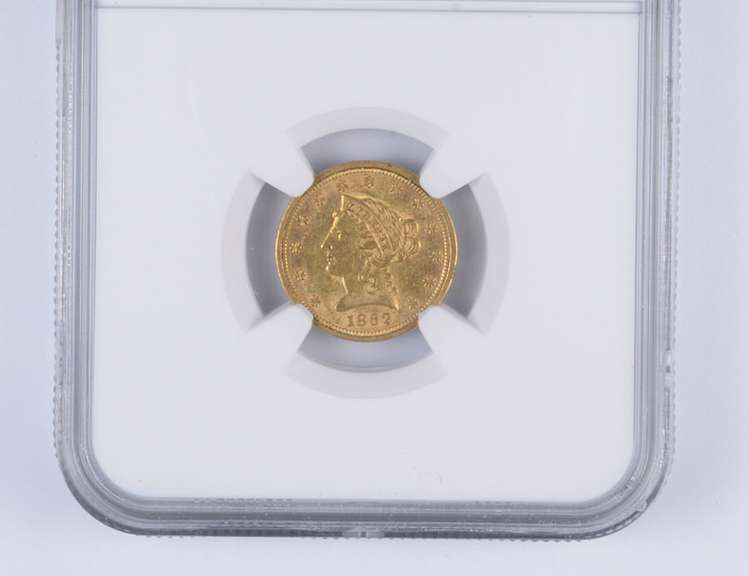 AU58 1862 $2.50 Liberty Head Gold Quarter Eagle - Graded NGC