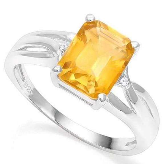 STERLING SILVER 2.04 CT DARK CITRINE & DIAMOND RING
