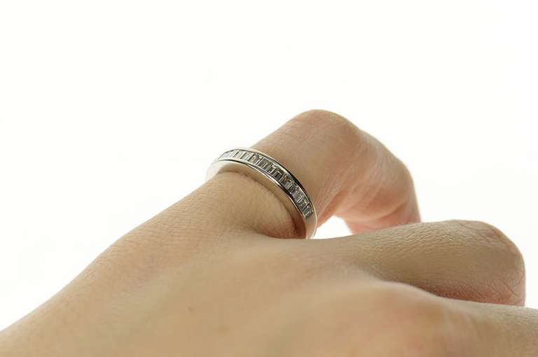 Platinum 0.42 Ctw Baguette Diamond Wedding Band Ring