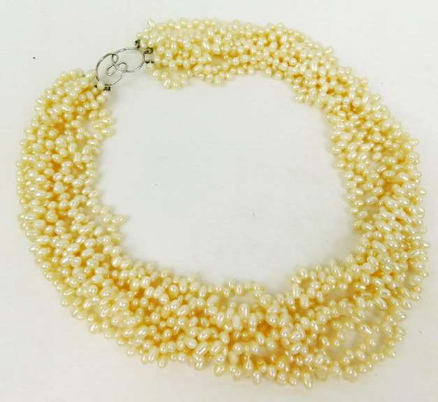 Dramatic 8 Strand Freshwater Pearls Necklace