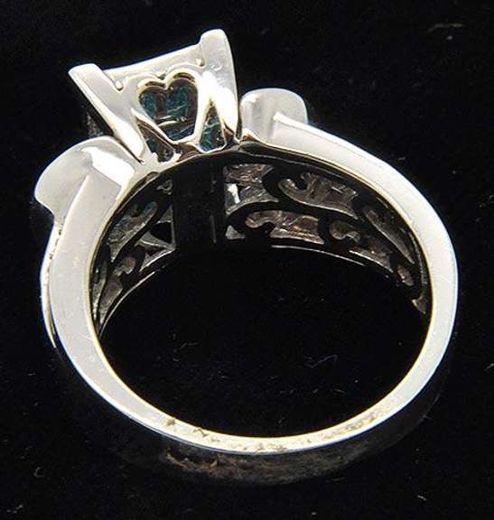 Fancy Blue & White Diamond Ring, 14kt Gold