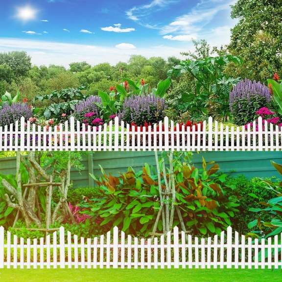 24Pcs Flexible Plastic Garden Picket Fence Lawn