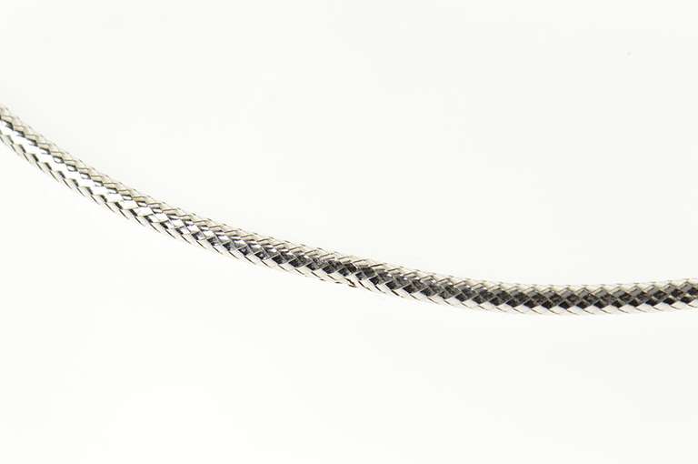 14K White Gold 2.8mm Woven Design Round Hollow Chain Necklace
