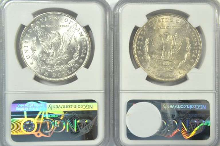 Choice BU 1887 & 1896 Morgan Silver Dollars. NGC MS63