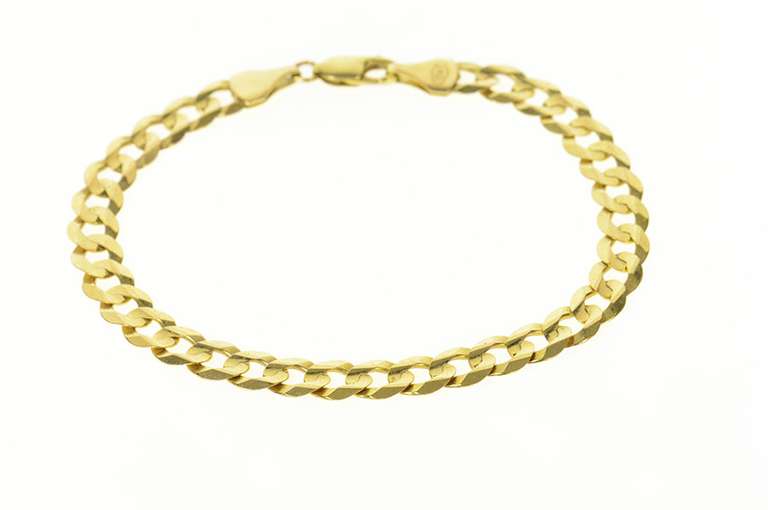 10K Yellow Gold 7.9mm Cuban Curb Link Classic Chain Men's Bracelet