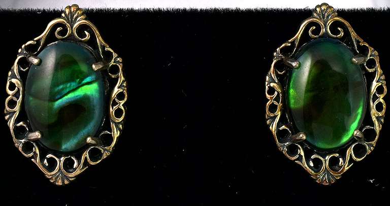 Mysterious Framed Opal Earrings in Sterling Silver