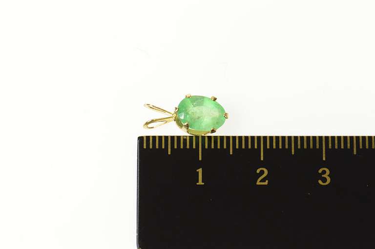 14K Yellow Gold 0.86 Ct Natural Emerald Solitaire Classic Pendant