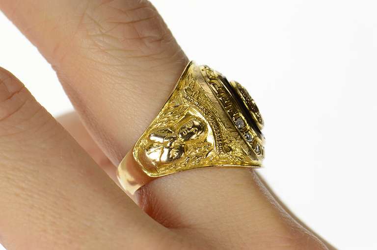 10K Yellow Gold Loyal Order of the Moose Diamond Emerald Ring