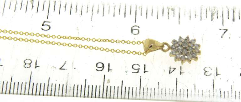 Glowing Yellow Gold Diamond Cluster Pendant on Chain