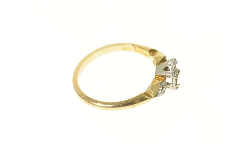 14K Yellow Gold 1940's 4.75mm Diamond Engagement Setting Ring