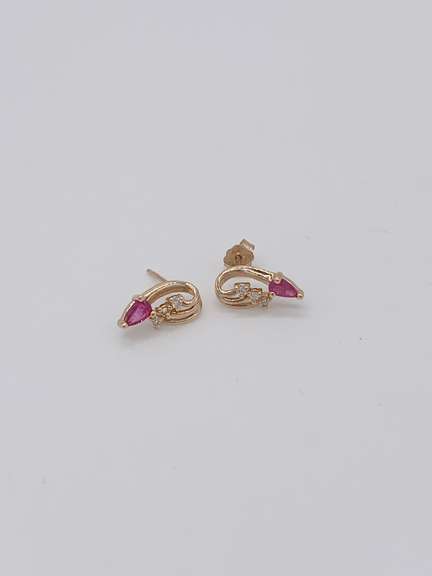 14kt Gold Ruby & Diamond Earrings