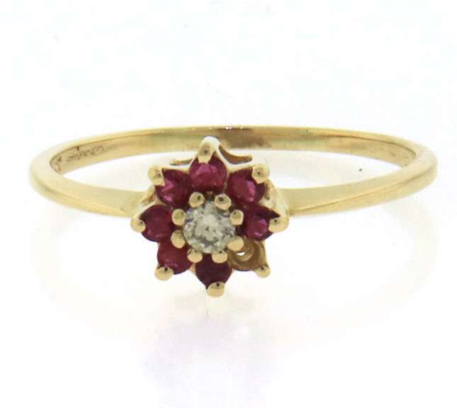 Handsome Ruby and Diamond Flower Ring