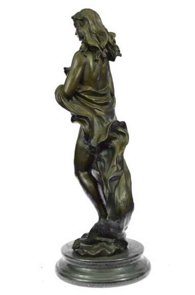 Nude Girl Holding Her Bird Bronze Sculpture