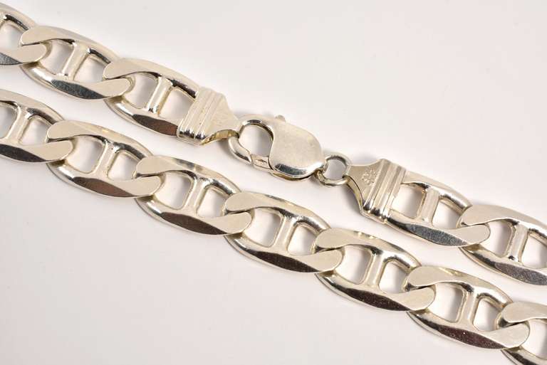 Bold Heavy Sterling Anchor Link Necklace