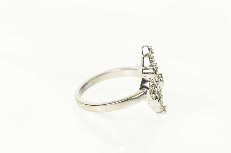 10K White Gold Ornate Filigree Diamond Elaborate Statement Ring