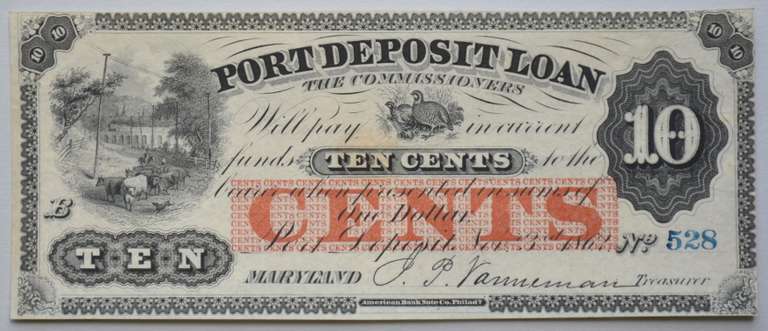 10 Cent Nov 3 1862 Port Deposit MD CH CU Note