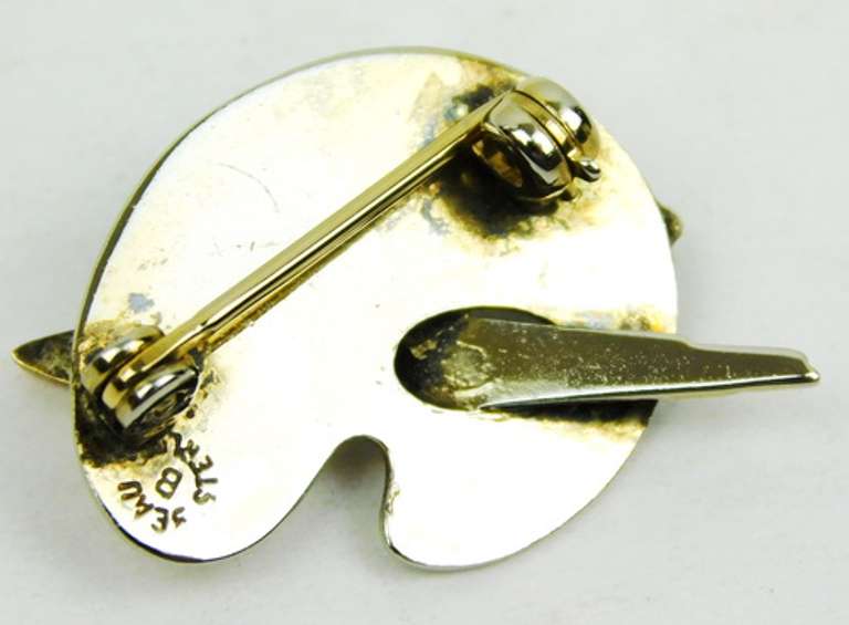 Vintage Beau Sterling Rhinestone Paint Palette Pin