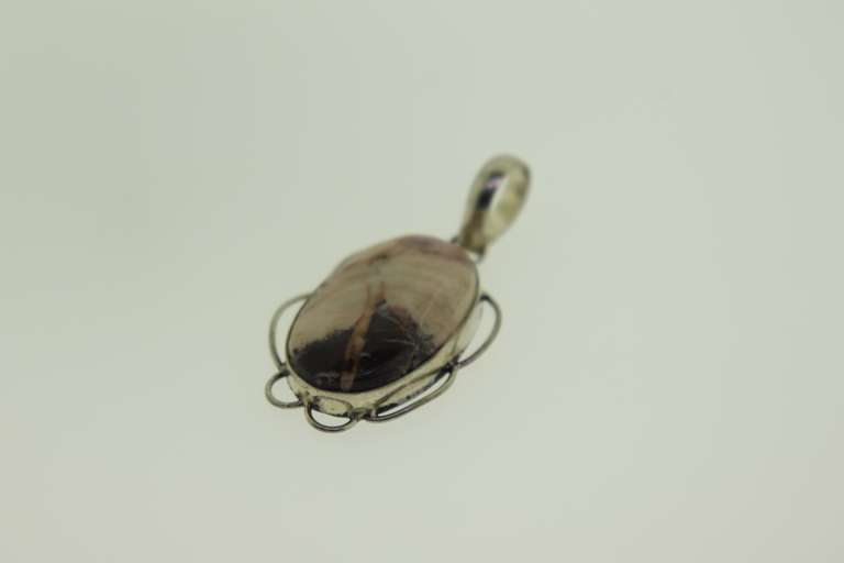 Silver-Tone Quartz Gemstone Pendant