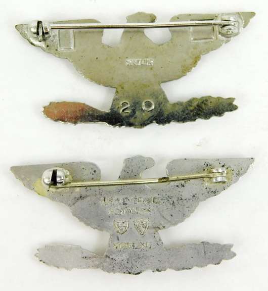 Colonel Officer Insignia Set of Sterling Silver Pins
