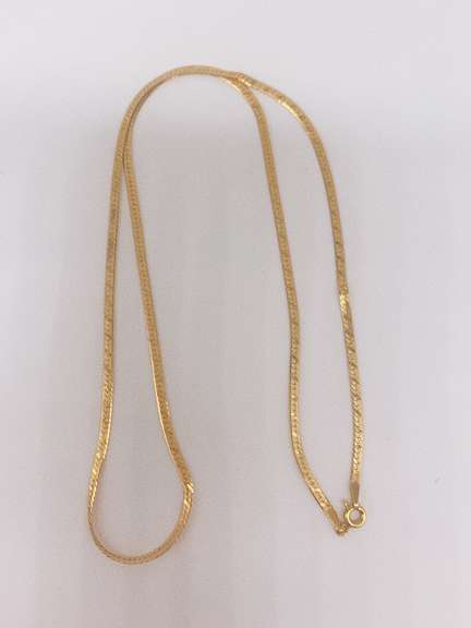 14kt Solid Yellow Gold Herringbone Chain Necklace