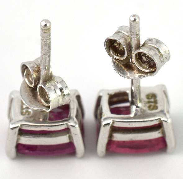 Refreshing Ruby Stud Earrings in Sterling Silver