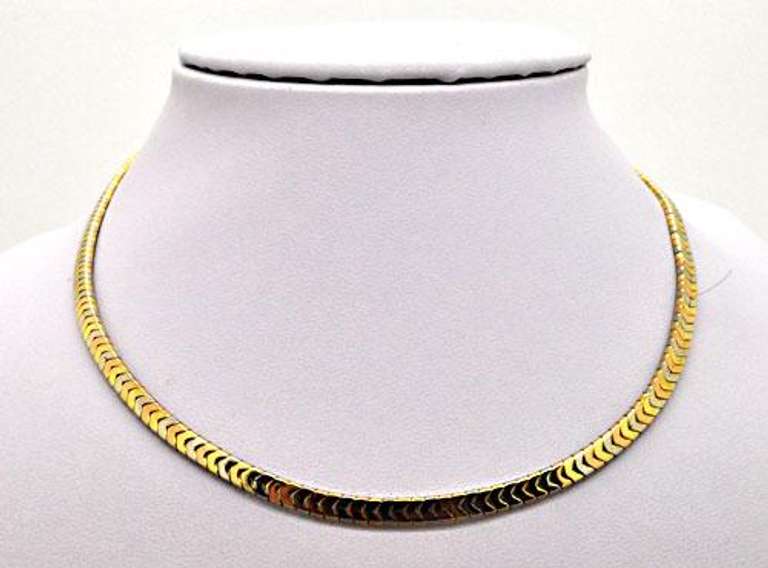 14KT TRI COLOR LADIES OMEGA NECKLACE.